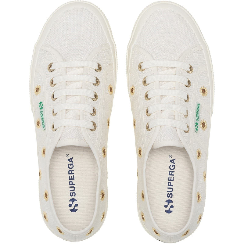 Superga Embroidery Linen Sunflower Damen-Sneaker Aus Leinen In Weiß