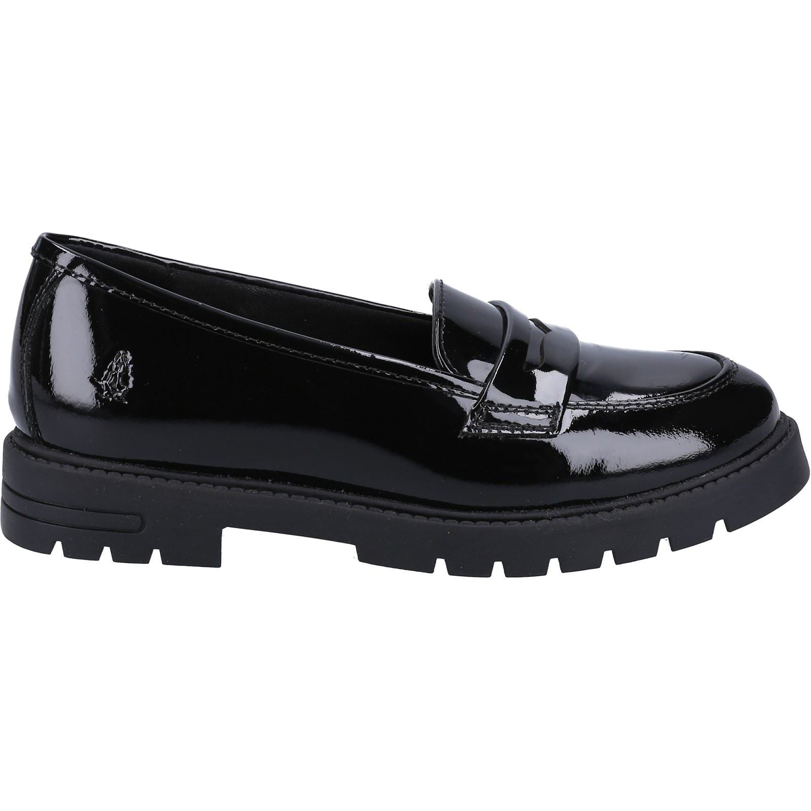 Hush Puppies Hazel Patent SNR Mädchenschwarze Slipper Aus Leder