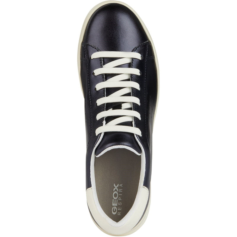 Geox D Jaysen B Faux Leder Damen Dunkle Jeans/Optisch Weiß Sneakers