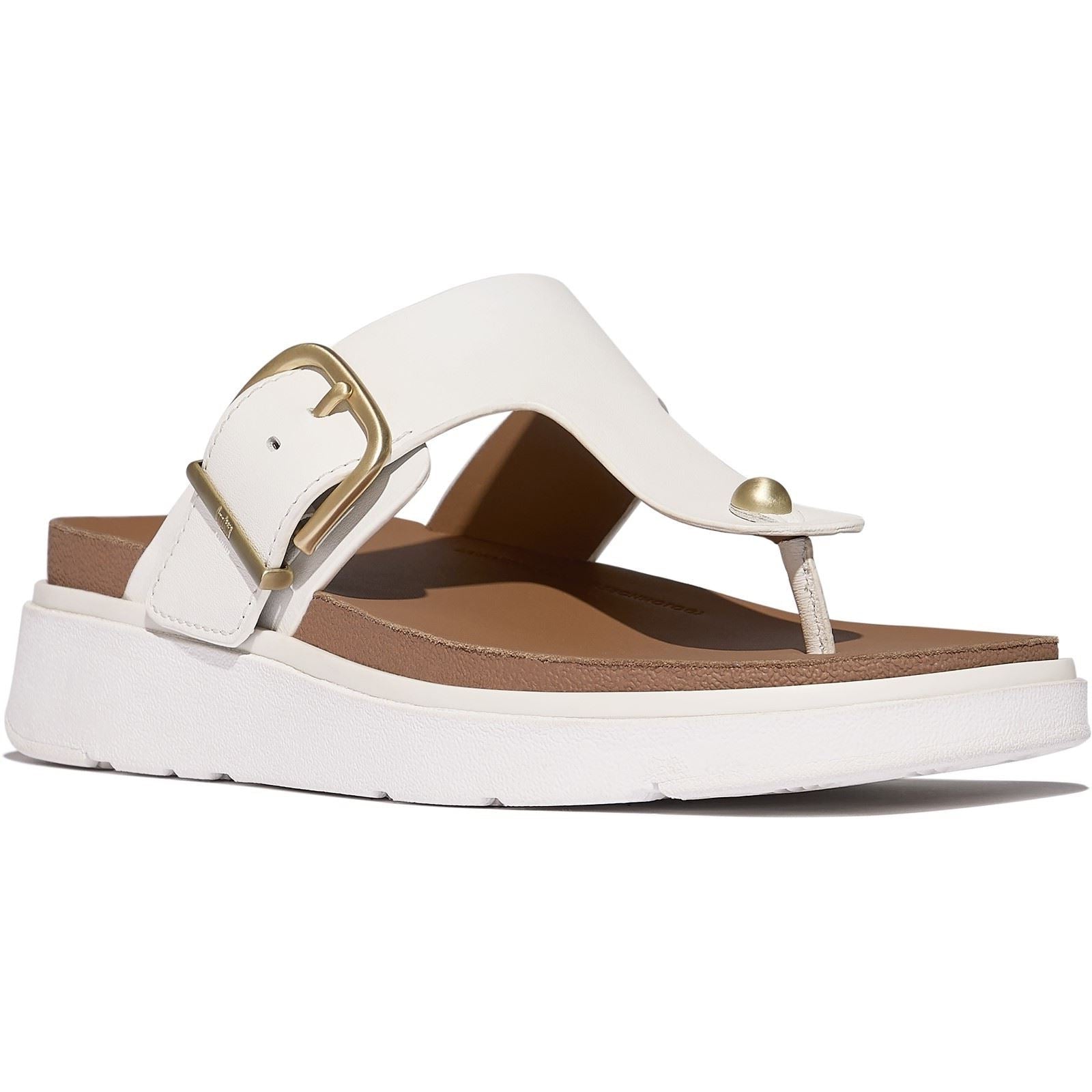 Fitflop Gen-FF Toe-Post Leder Damen Urban Weiße Sandalen