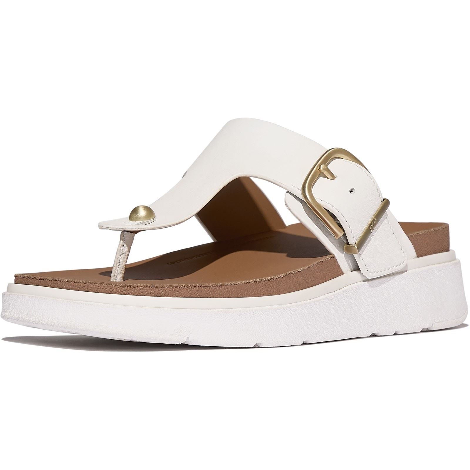 Fitflop Gen-FF Toe-Post Leder Damen Urban Weiße Sandalen