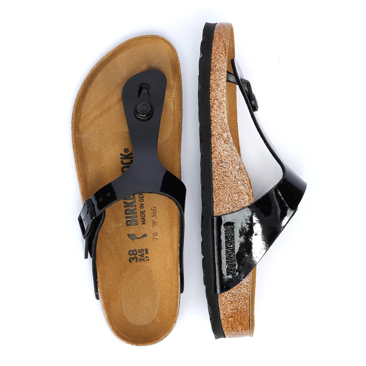 Birkenstock Gizeh Damen-Sandaletten Aus Schwarzem Lackleder