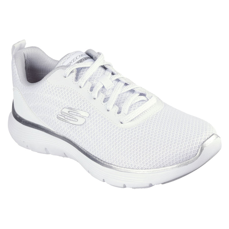 Skechers Flex Appeal 5.0 Uptake Textil Damen Sneaker In Weiß/Silber