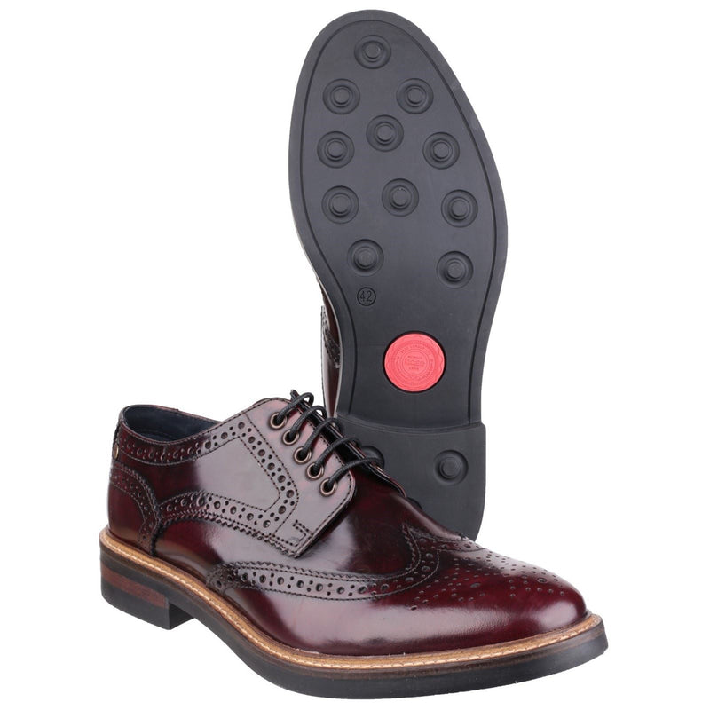 Base London Woburn Leder Herren Bordo Brogues Schuhe