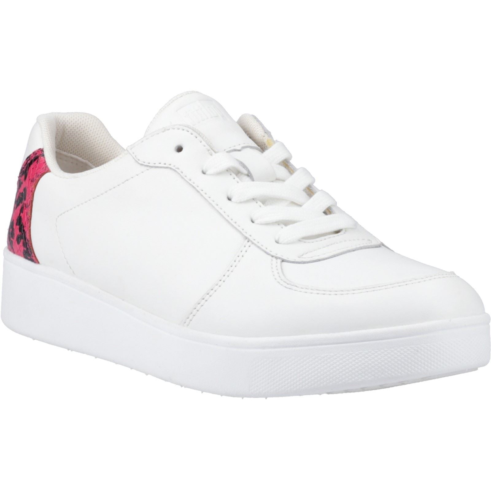 Fitflop Rally Snakeprint Backtab Leder Damen Urban Weiß/Wilde Himbeere Sneakers