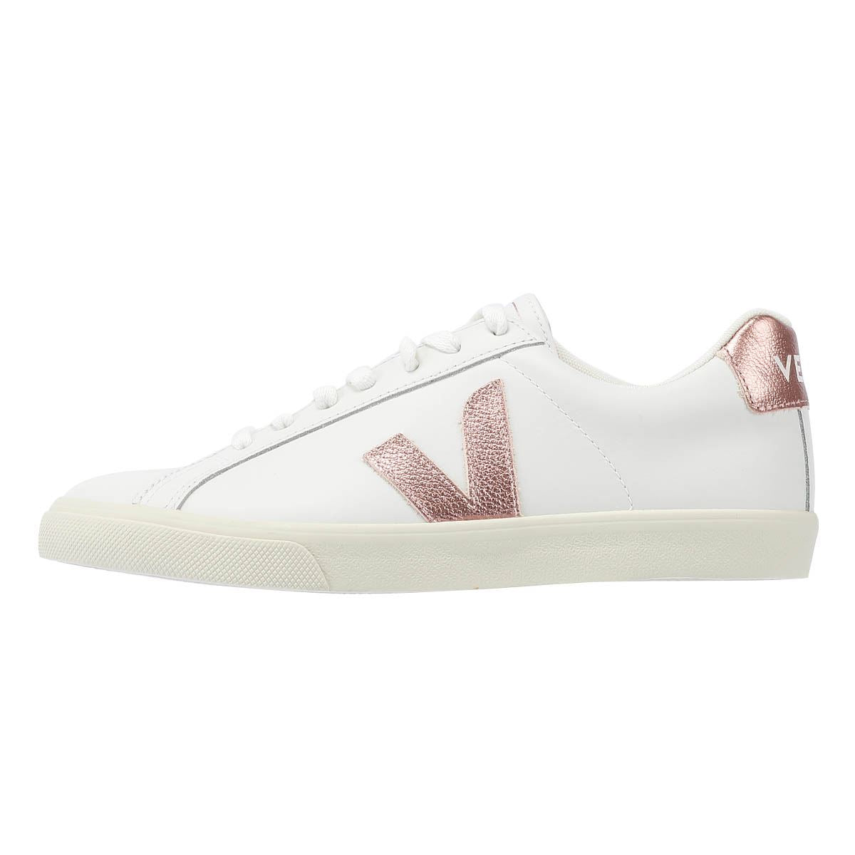 Veja Esplar Leder Damen Sneaker In Weiß/Perlmutt