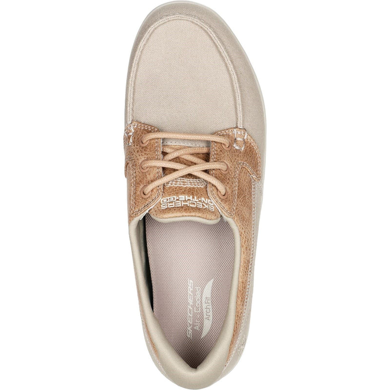 Skechers Arch Fit Uplift Cruise'N By Synthetik Damenschuhe Mit Natürlicher Bootsschuh-Silhouette