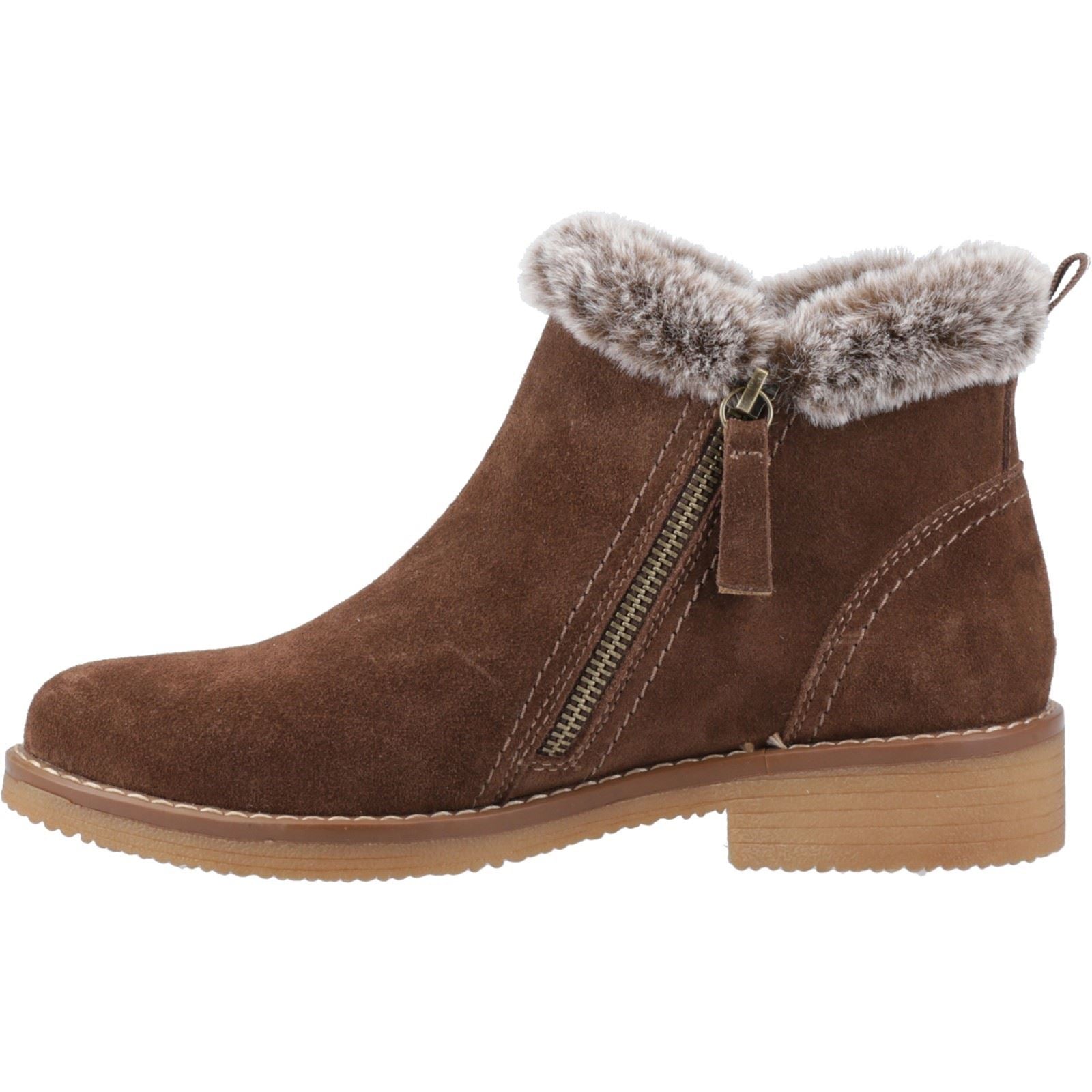 Hush Puppies Marnie Damen Winterstiefeletten aus Wildleder in Schokoladenfarbe
