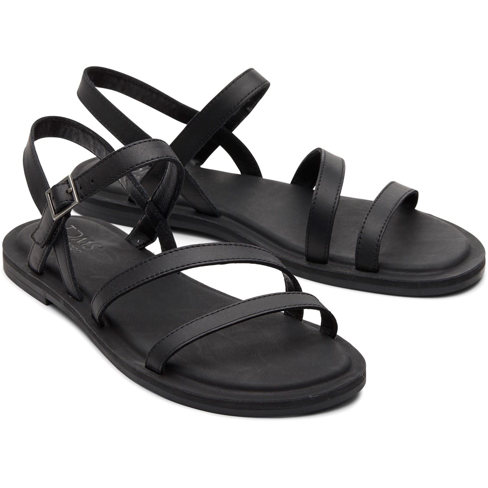 TOMS Kira Leder Damen Schwarze Sandalen