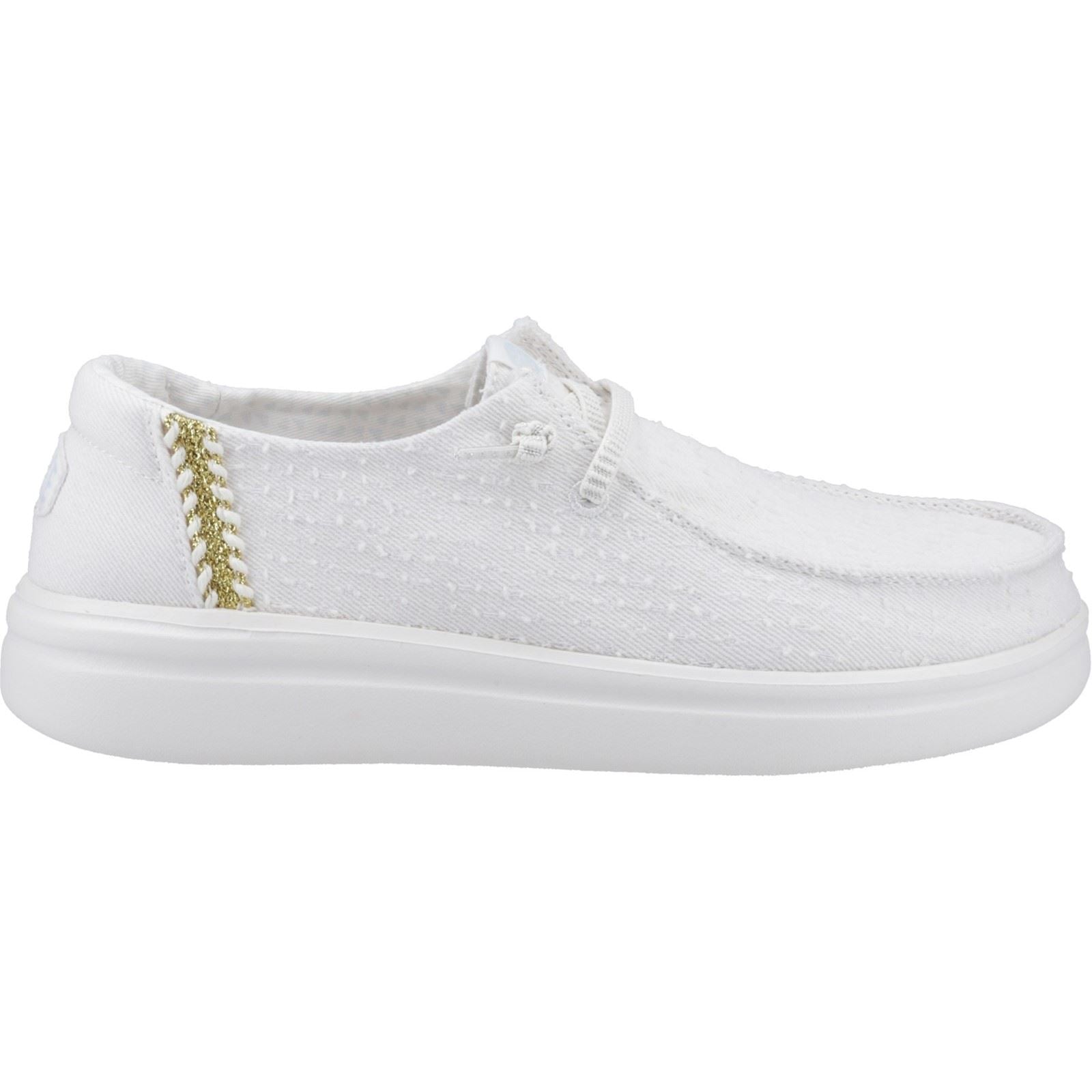 HEYDUDE Wendy Rise Perf Canvas Polyester Mischgewebe Damen Weiße Mokassin Schuhe