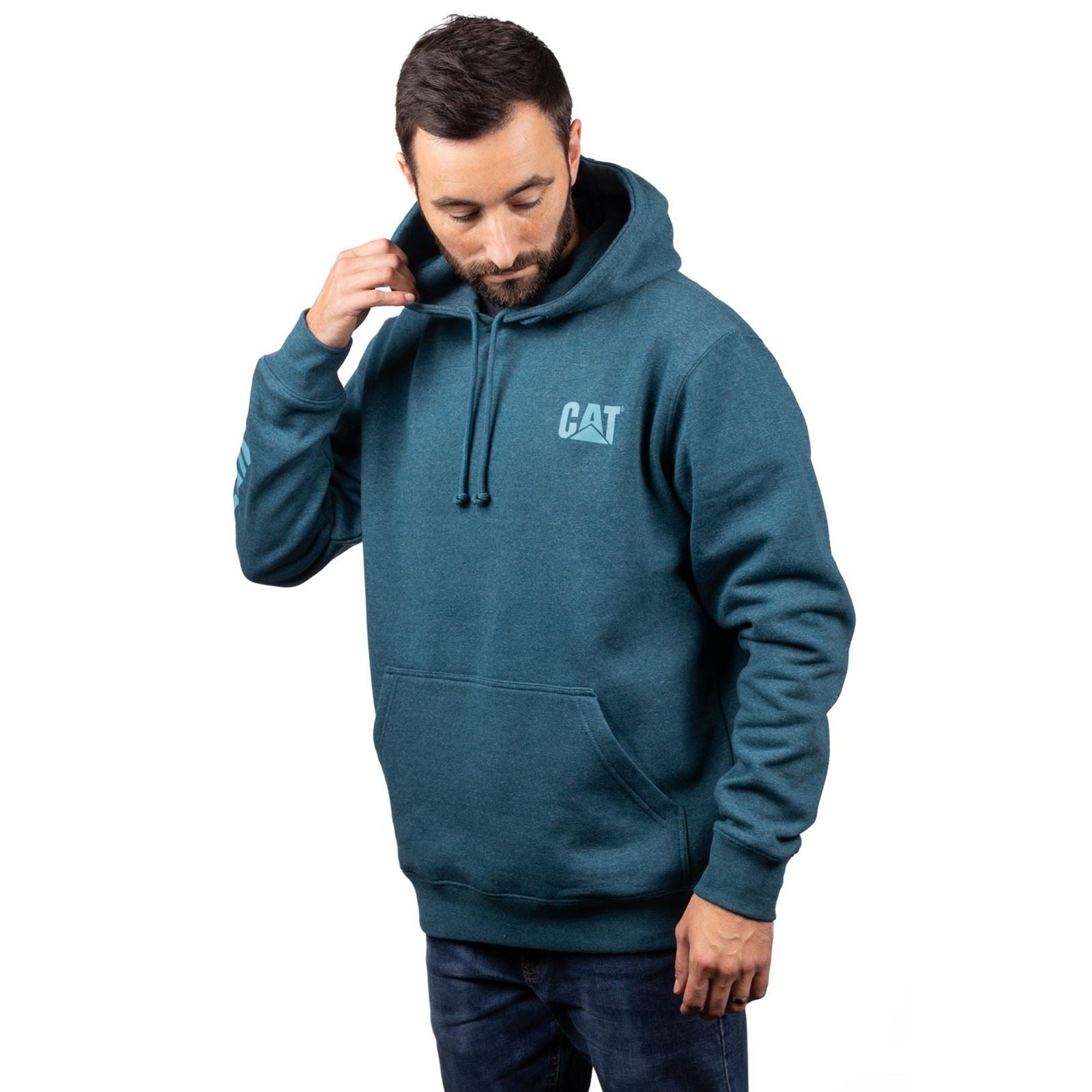 Caterpillar Trademark Banner Baumwoll Herrenblauer Kapuzensweatshirt