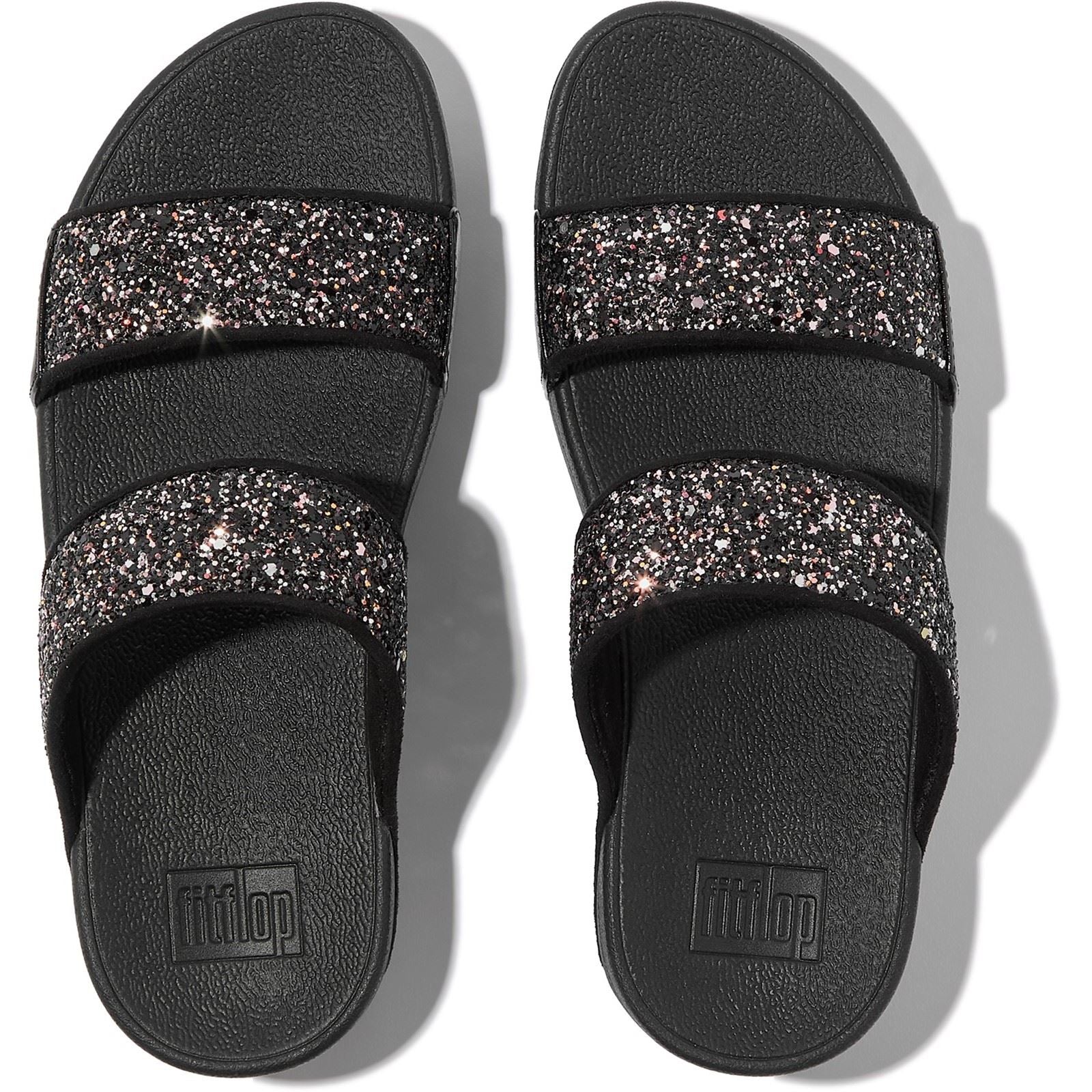 Fitflop Lulu 2 Bar Glitter Polyurethan Damen Schwarze/Multifarbene Sandalen