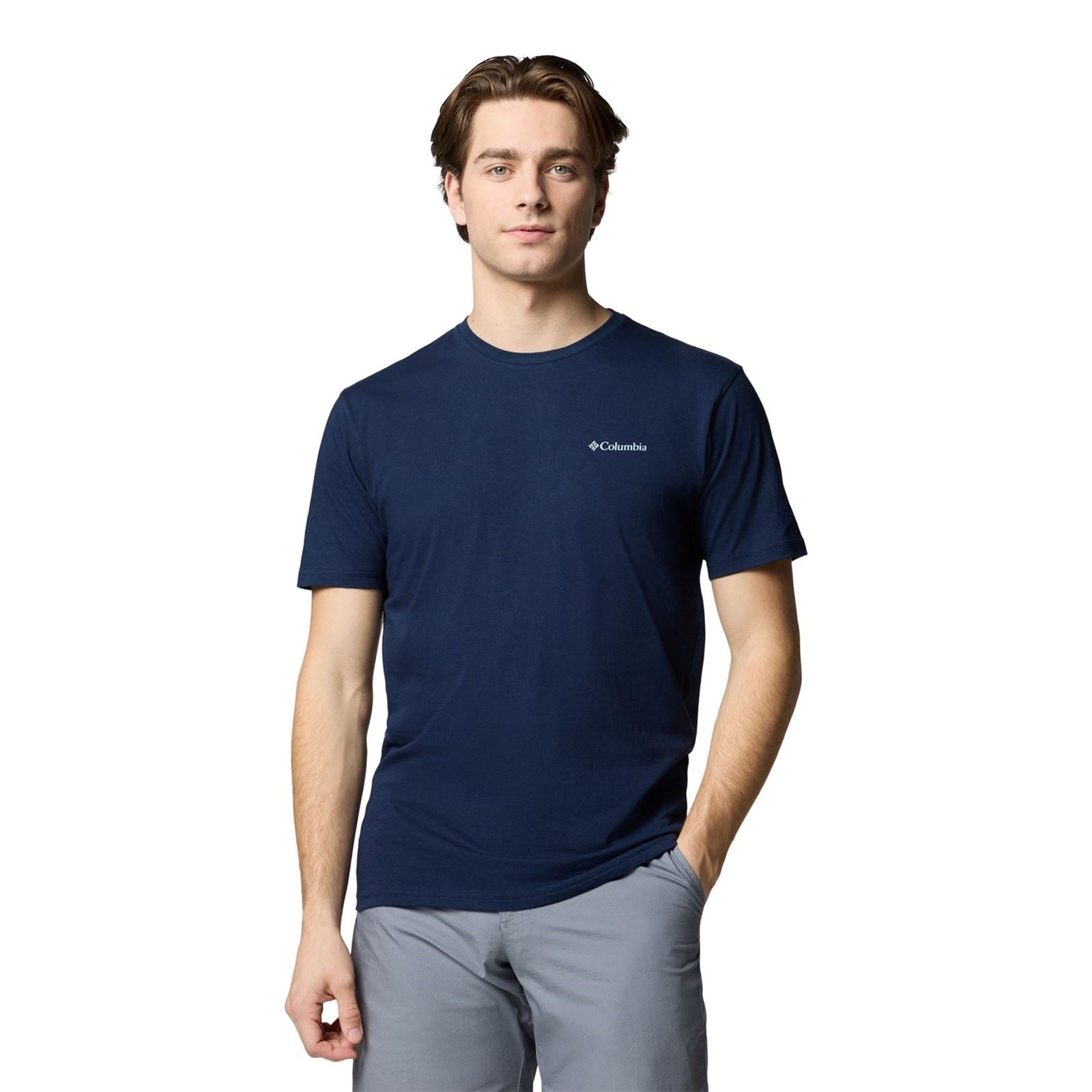 Columbia North Cascades Short Sleeve Tee Baumwoll Herrenblaue T-Shirts Mit Kurzen Ärmeln