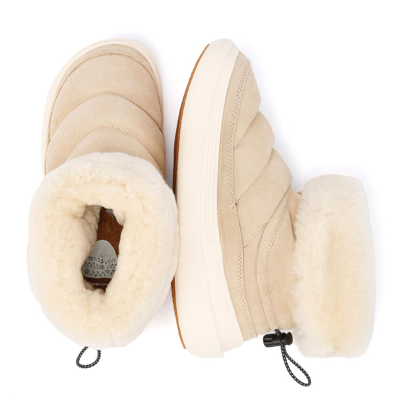 Flower Mountain Fami Mid Damen-Stiefel Aus Beigem Veloursleder