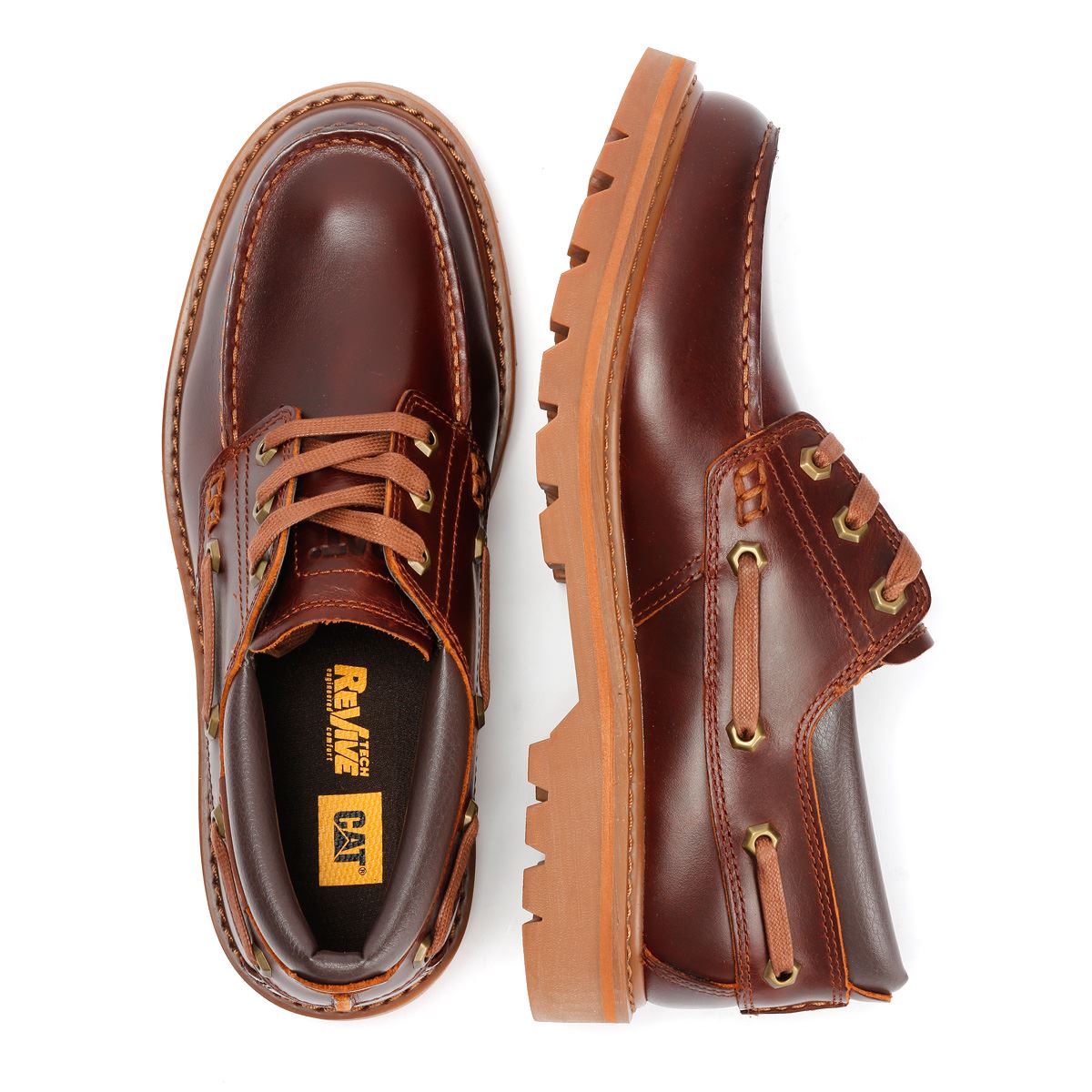 Caterpillar Colorado Boat Lo Herren Leder Braune Schnürschuhe