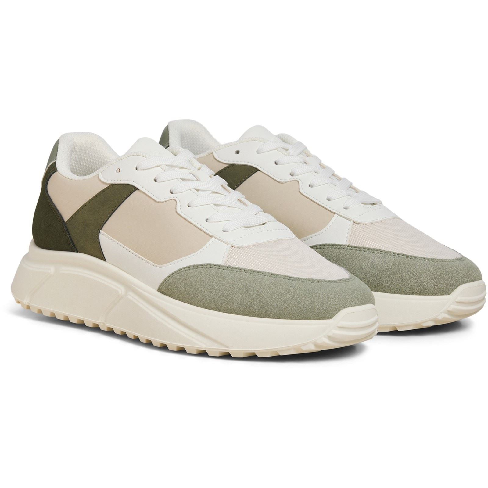 Jack & Jones Aspire Runner Polyurethan Herren Sneakers In Weiß Seagrass / Bronzegrün