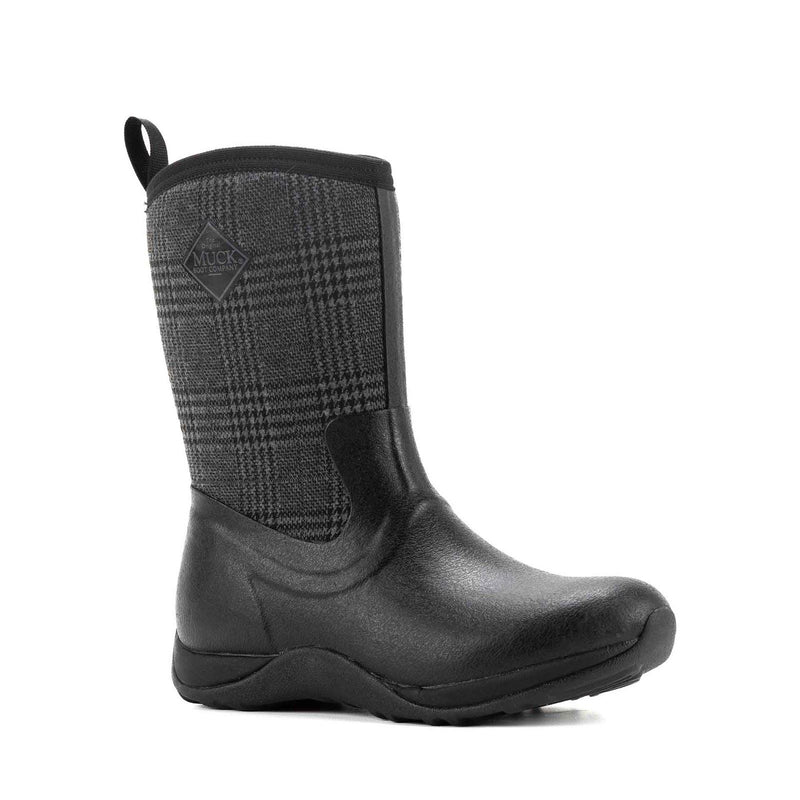 Muck Boots Arctic Weekend Damen Stiefel aus Gummi Schwarz/Kariert Winterstiefel bis zur Mitte der Wade