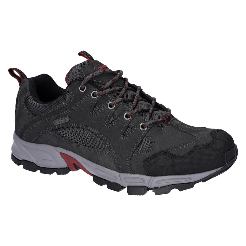 Hi-Tec Auckland Lite Herren Wanderschuhe Aus Leder In Graphitgrau/Dunkelrot
