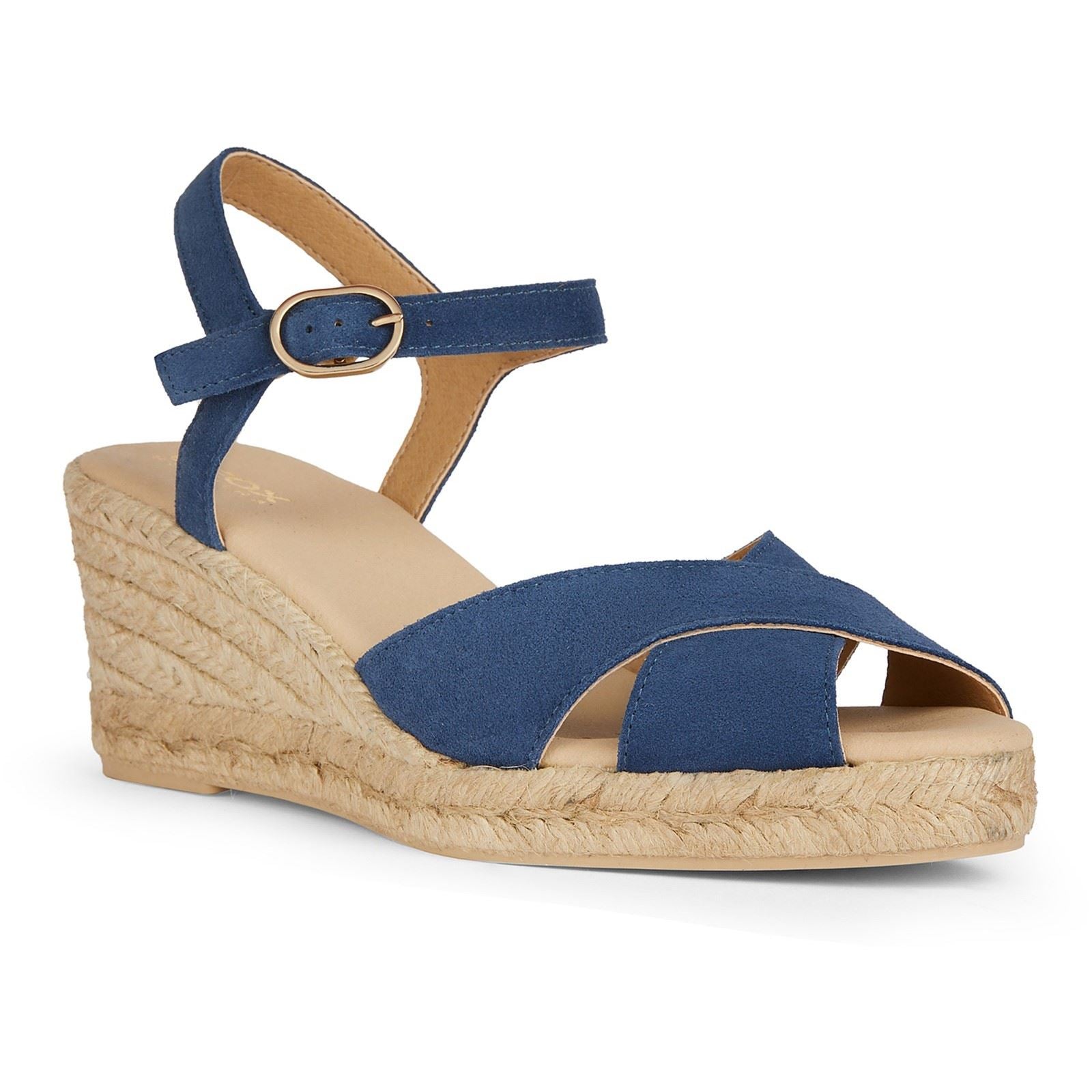 Geox D Gelsa Low C Leder Damen Marineblau Sandalen