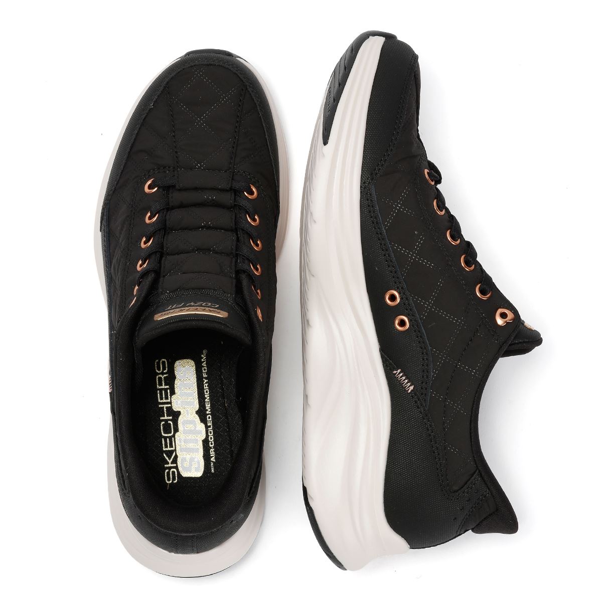 Skechers Slip-Ins Contour Foam Cozy Fit Damen Schwarze Sneaker