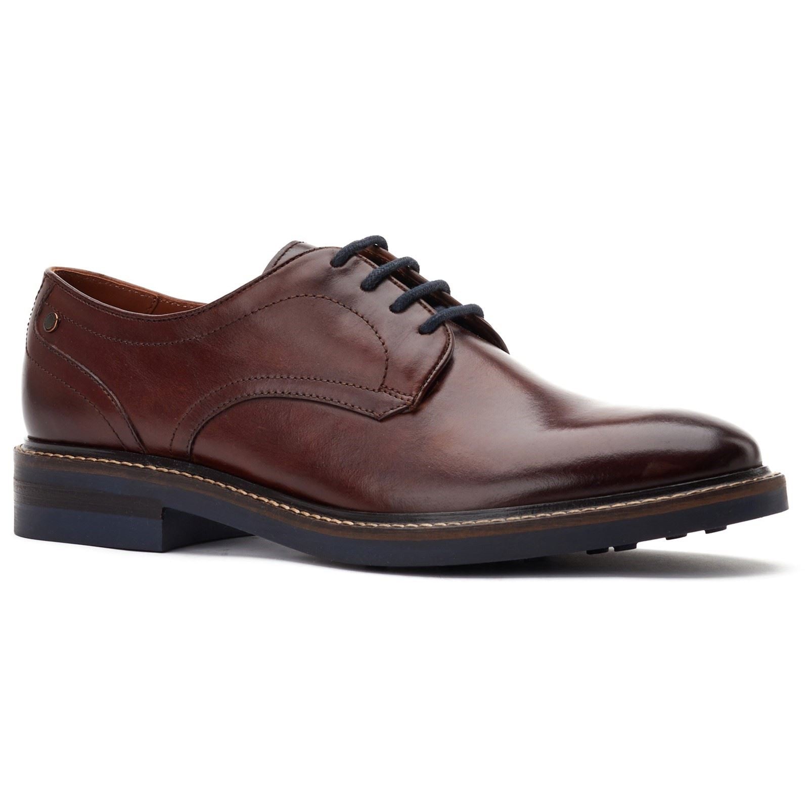 Base London Mawley Leder Herren Gebrannte Braune Oxford Schuhe
