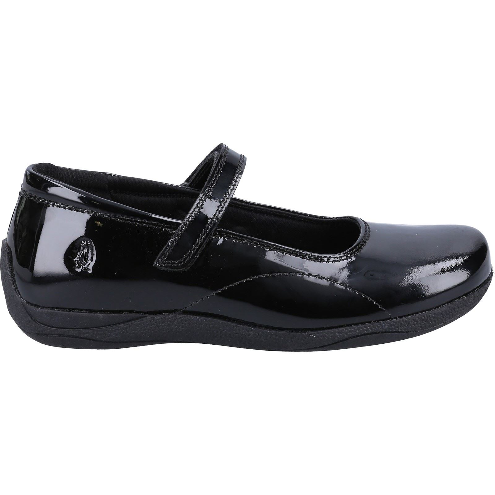Hush Puppies Aria Patent JNR Mädchenschuhe Aus Schwarzem Leder