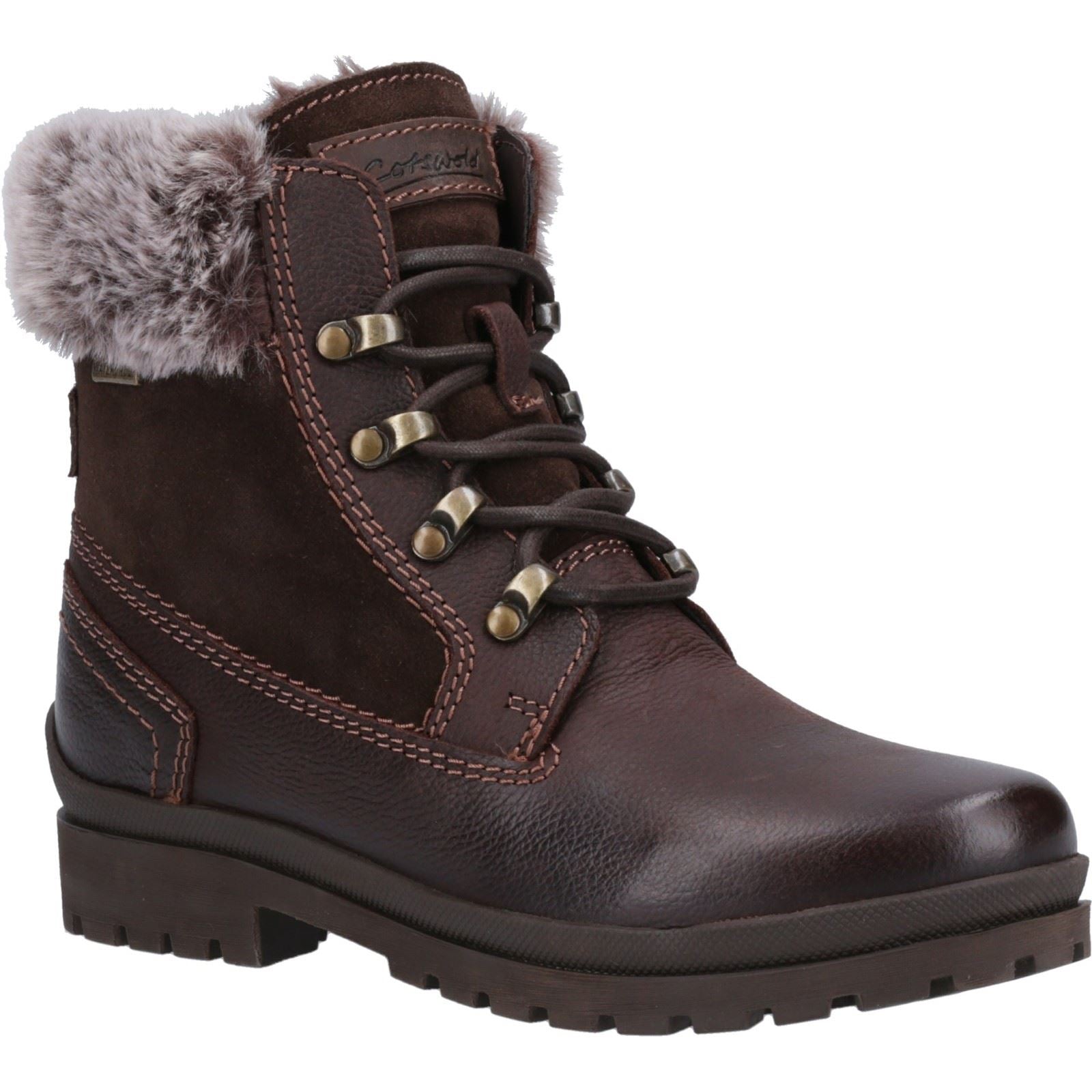Cotswold Evenlode Damenstiefel aus braunem Leder für den Winter