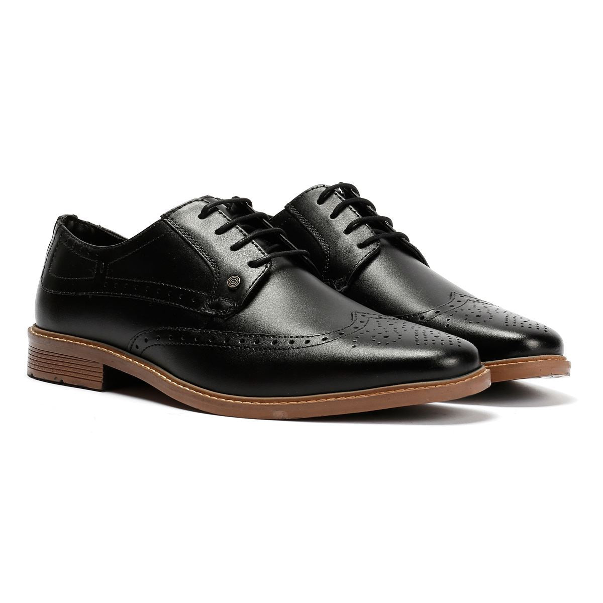 Lambretta Stockton Leder Herren Schwarz Schnürschuhe