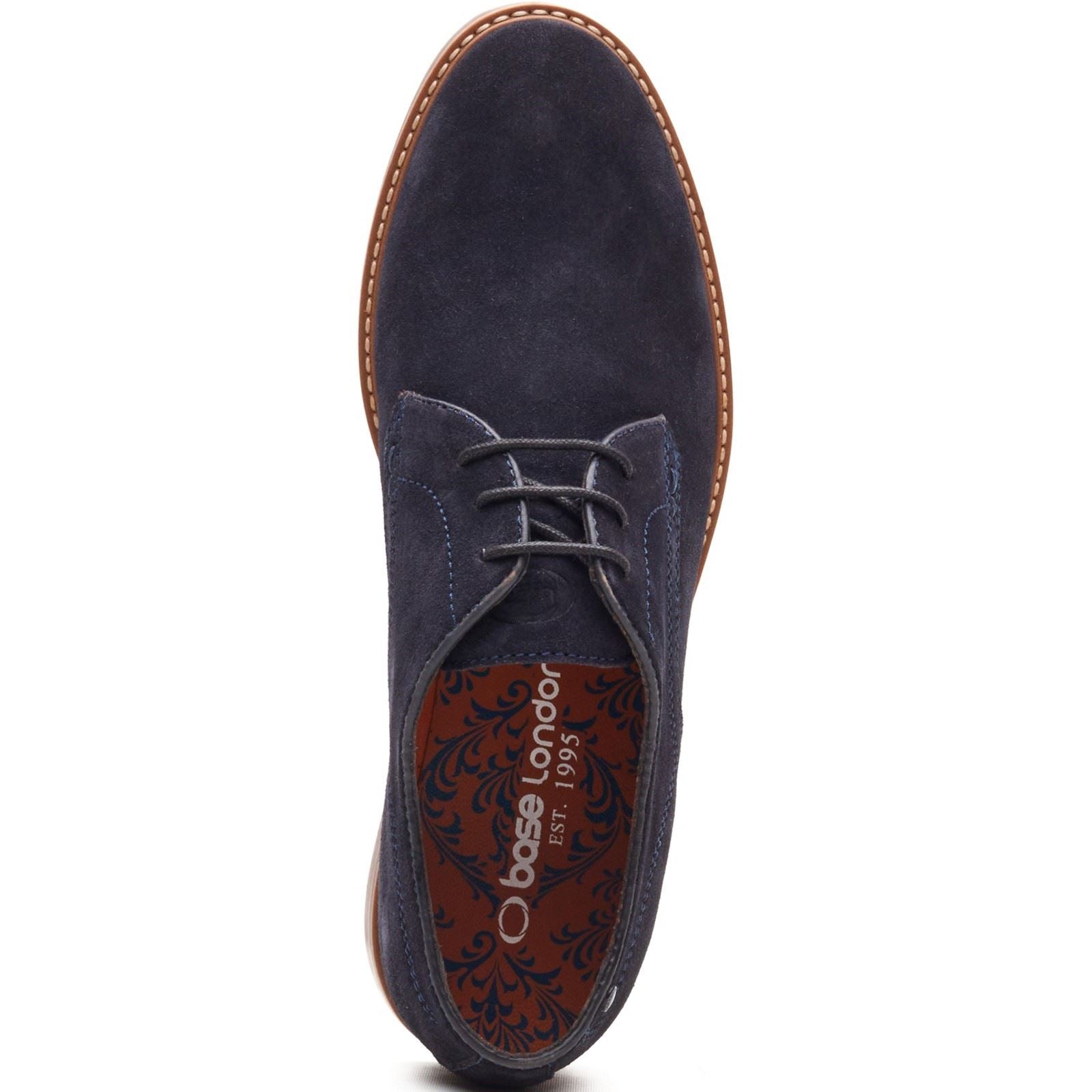 Base London Strand Lace Up Leder Herren Marineblaue Schnürschuhe