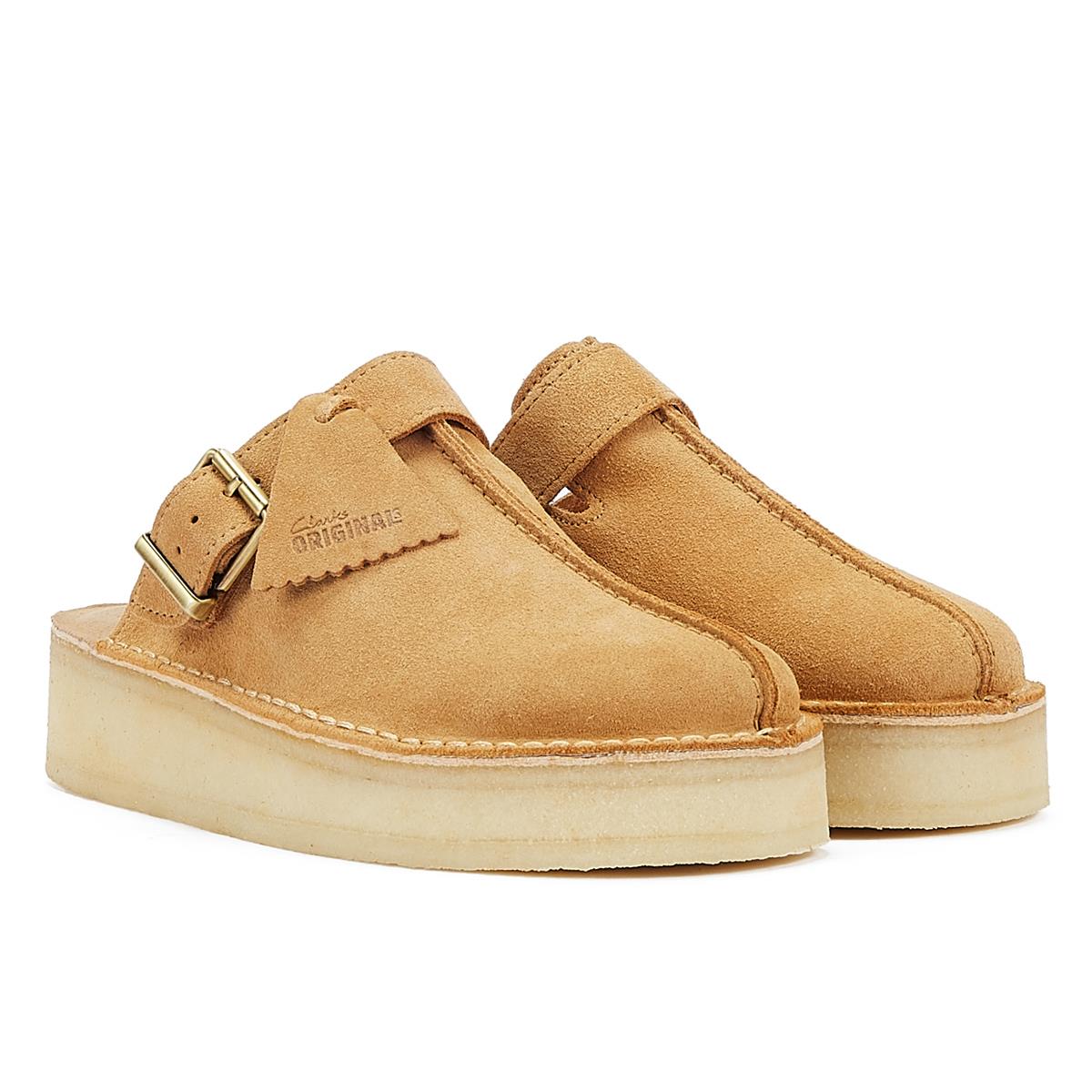 Clarks Originals Wedge Mule Damen Mokassins Aus Mittelbraunem Wildleder
