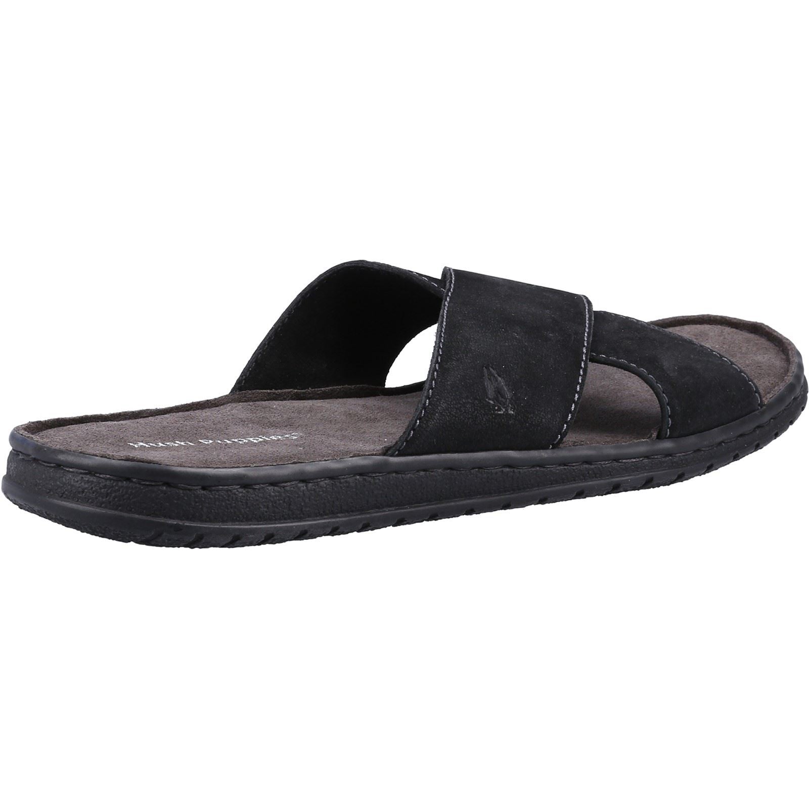 Hush Puppies Nile Cross Over Leder Herren Schwarze Sandalen