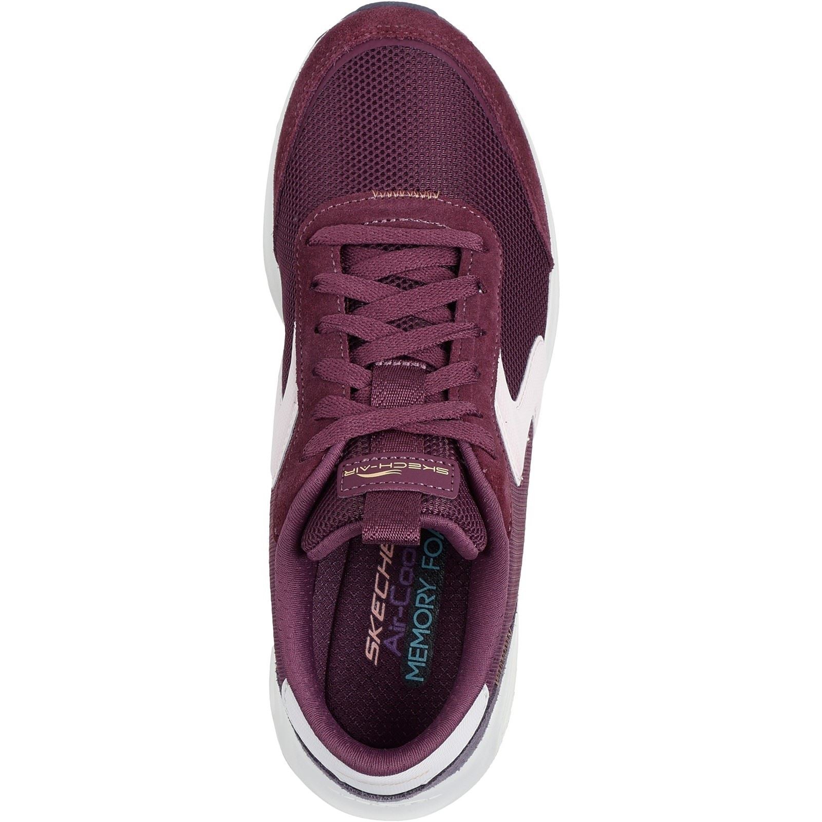 Skechers Skech-Air Court Air Wave Leder Damen Sneaker In Burgunderrot/Multi
