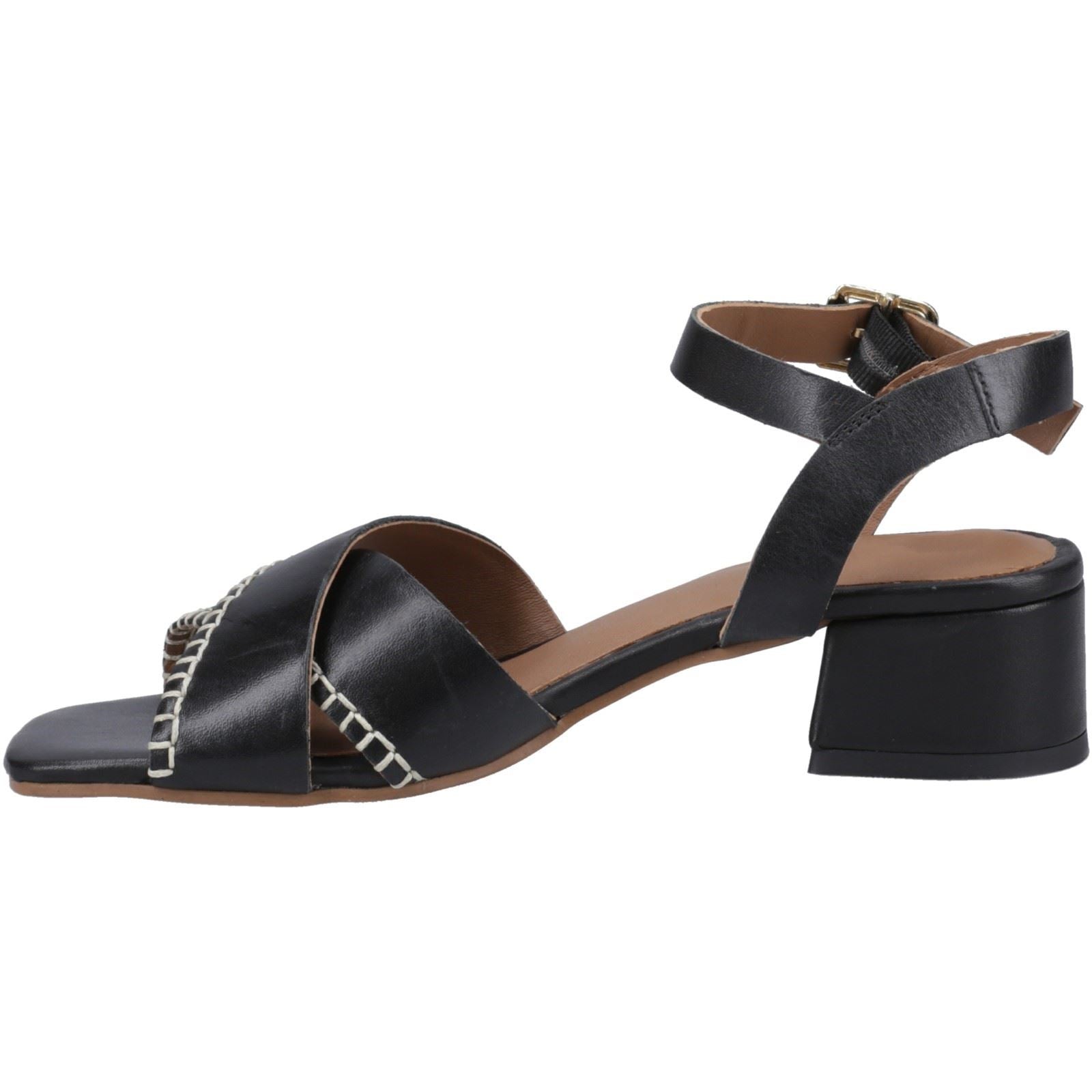 Hush Puppies Lyla Heeled Damen Sandalen Aus Schwarzem Leder