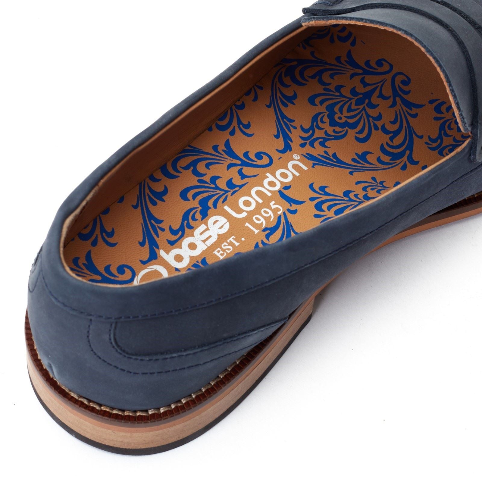 Base London Garfield Herren Mokassins Aus Leder In Marineblau