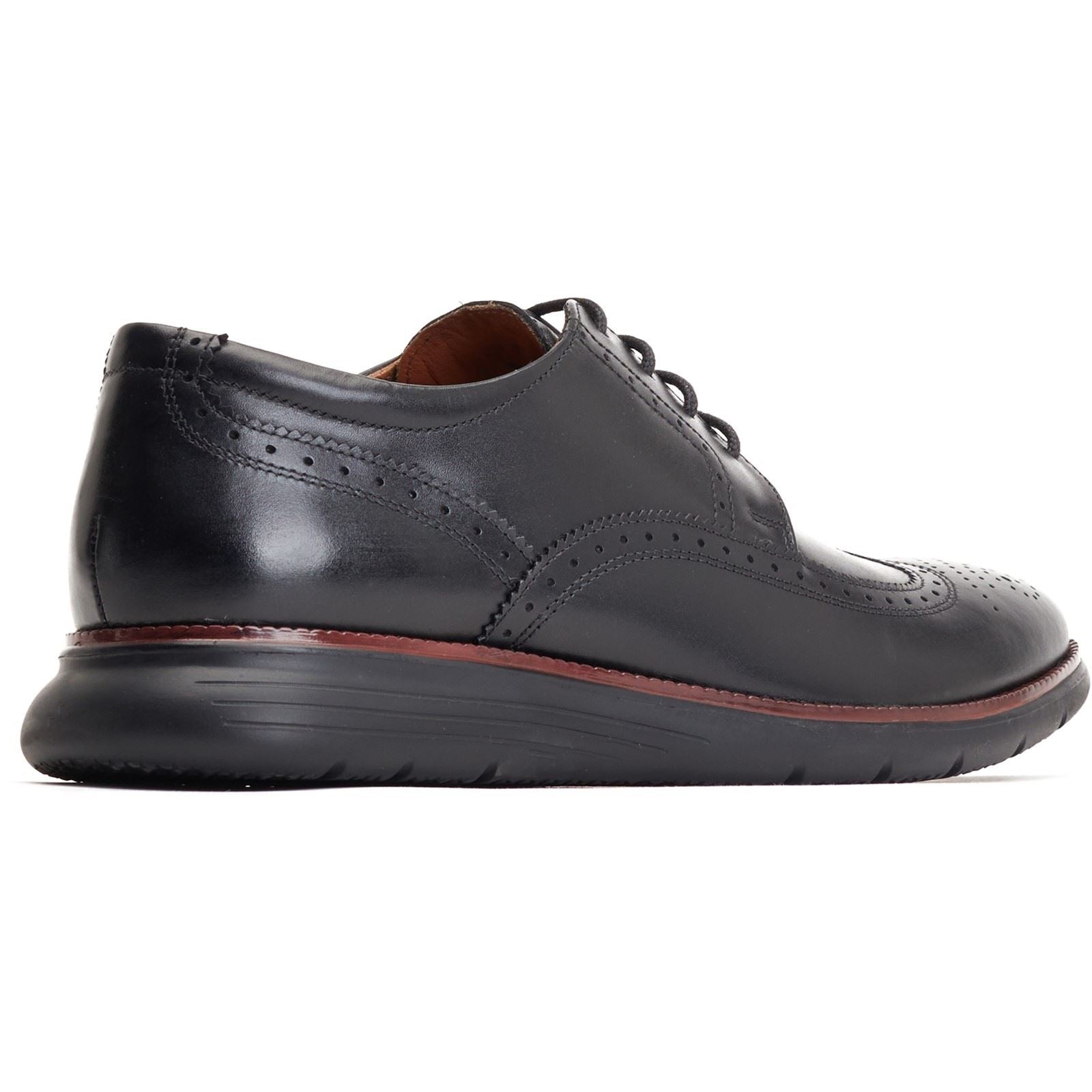 Base London Flight Leder Herren Schwarz Brogues-Schuhe