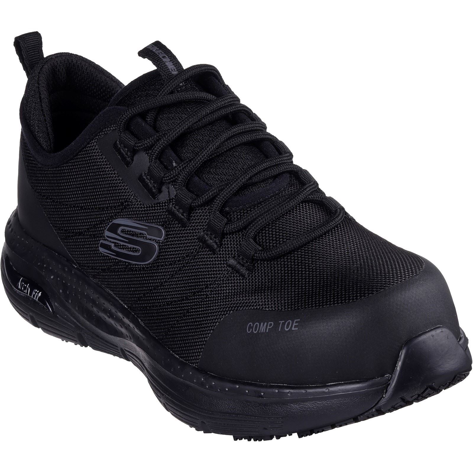 Skechers Workwear Arch Fit SR Ebinal Textil Damen Schwarze Sicherheits Sneakers