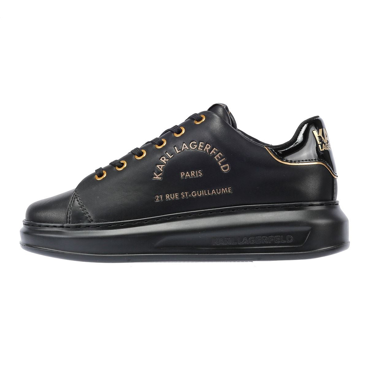 Karl Lagerfeld Kapri Metal Maison Glitter Leder Damen Schwarze Turnschuhe