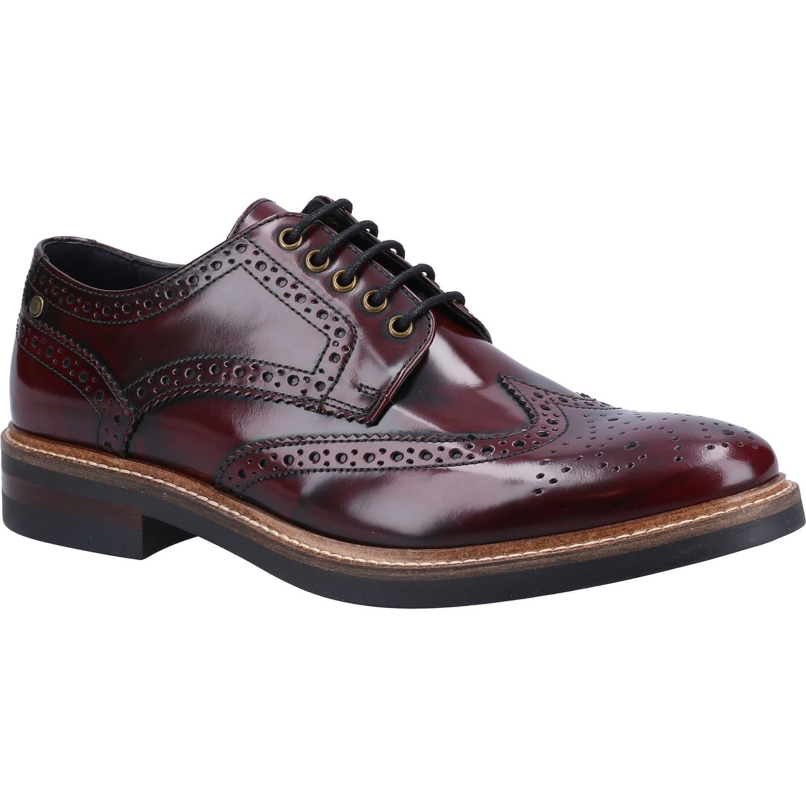 Base London Woburn Leder Herren Bordo Brogues Schuhe