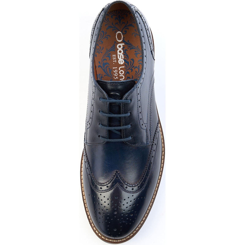 Base London Joe Leder Herren Navy Brogues Schuhe