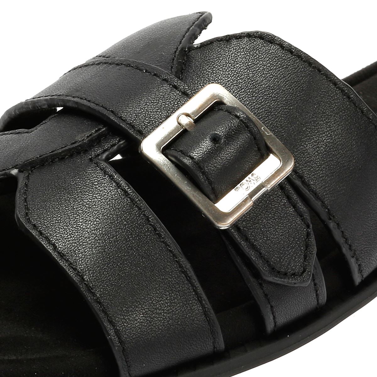 TOMS Sol Mule Leder Damen Schwarze Sandalen