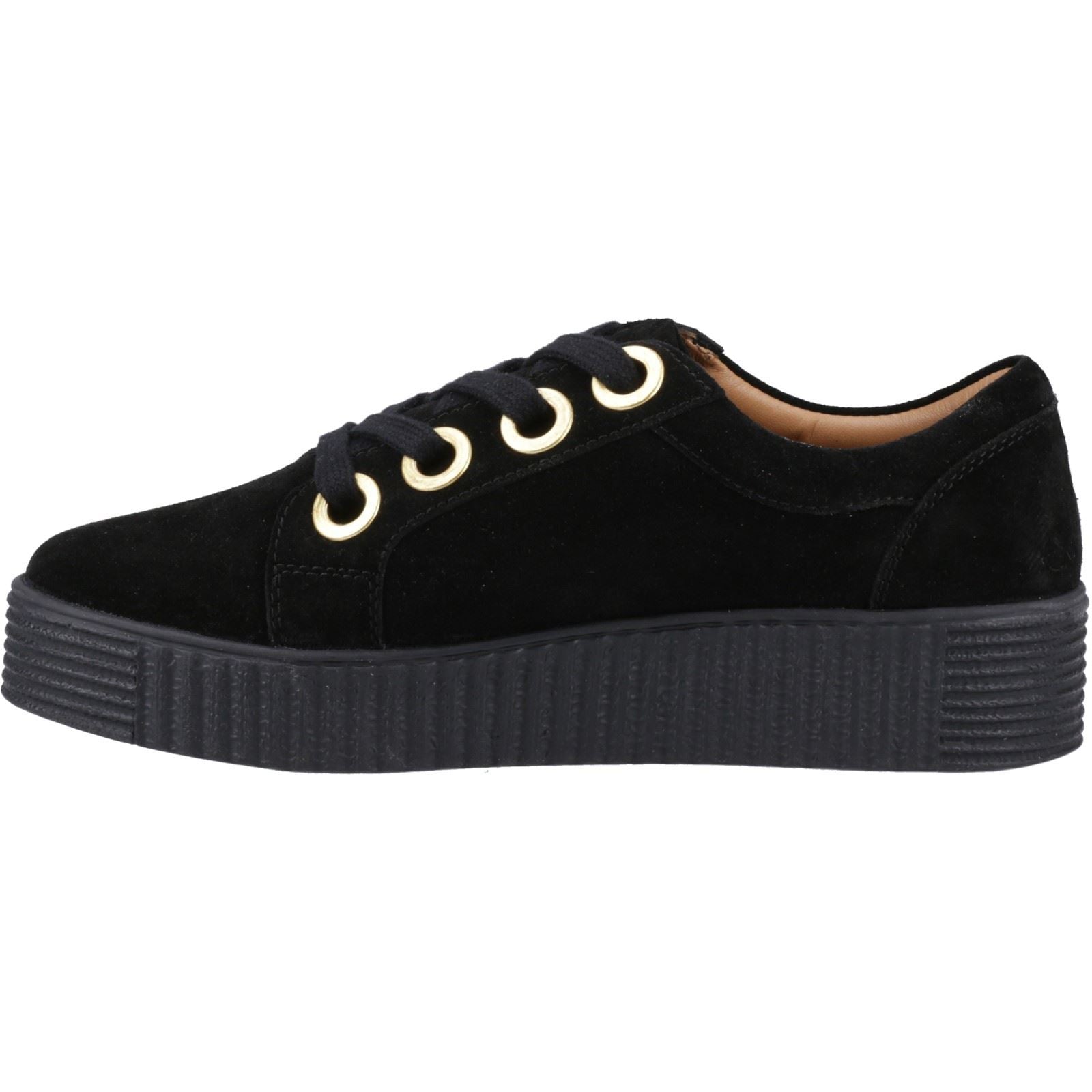 Hush Puppies Tamsin Suede Damenschwarze Turnschuhe