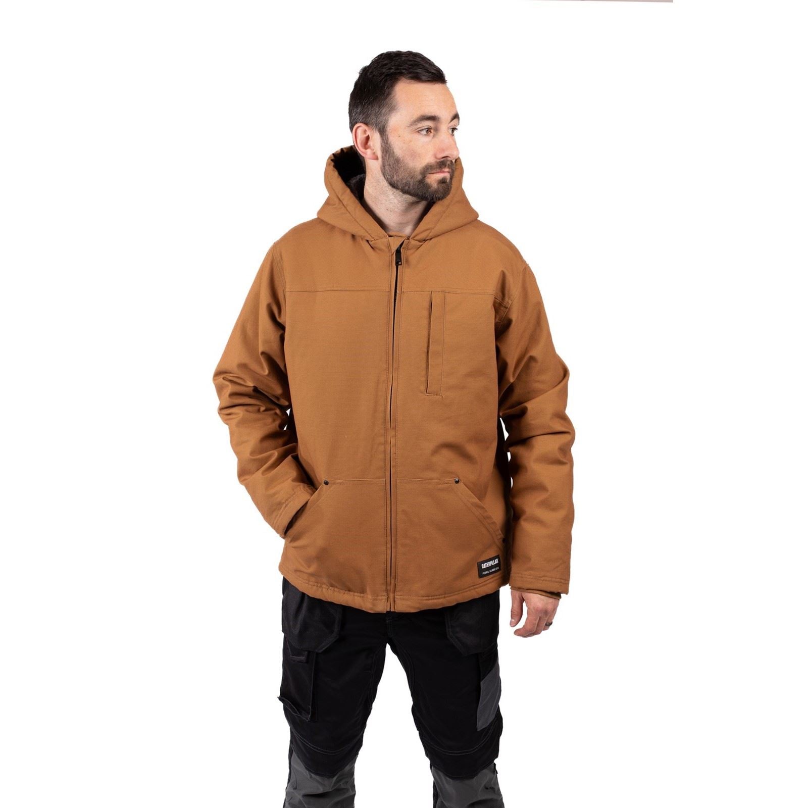 Caterpillar Hooded Sherpa Lined Herren Bronze Fleece Jacke