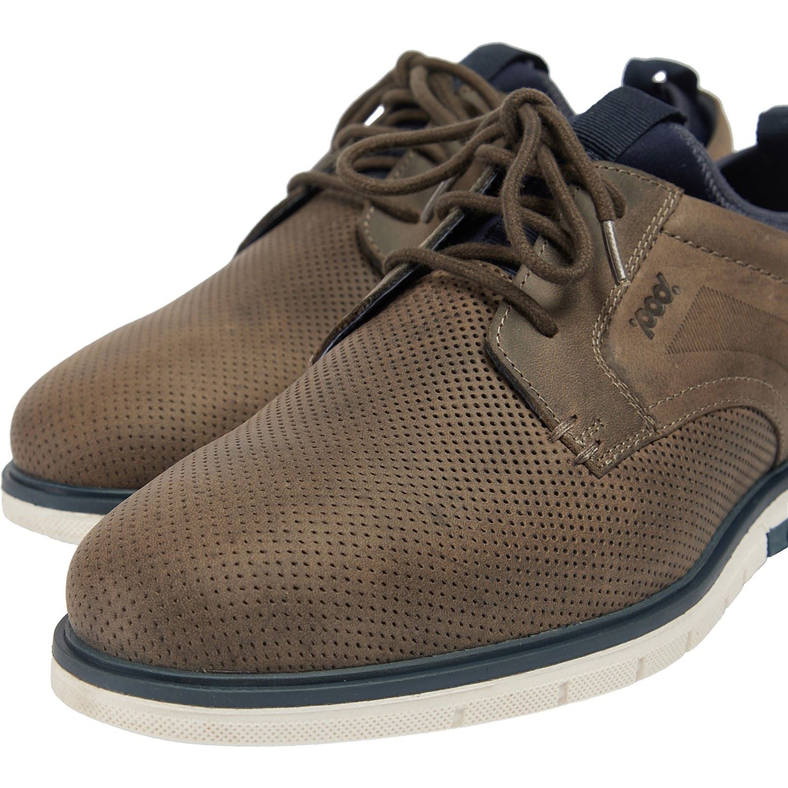 Pod Murphy Leder Herren Graue Schnürschuhe