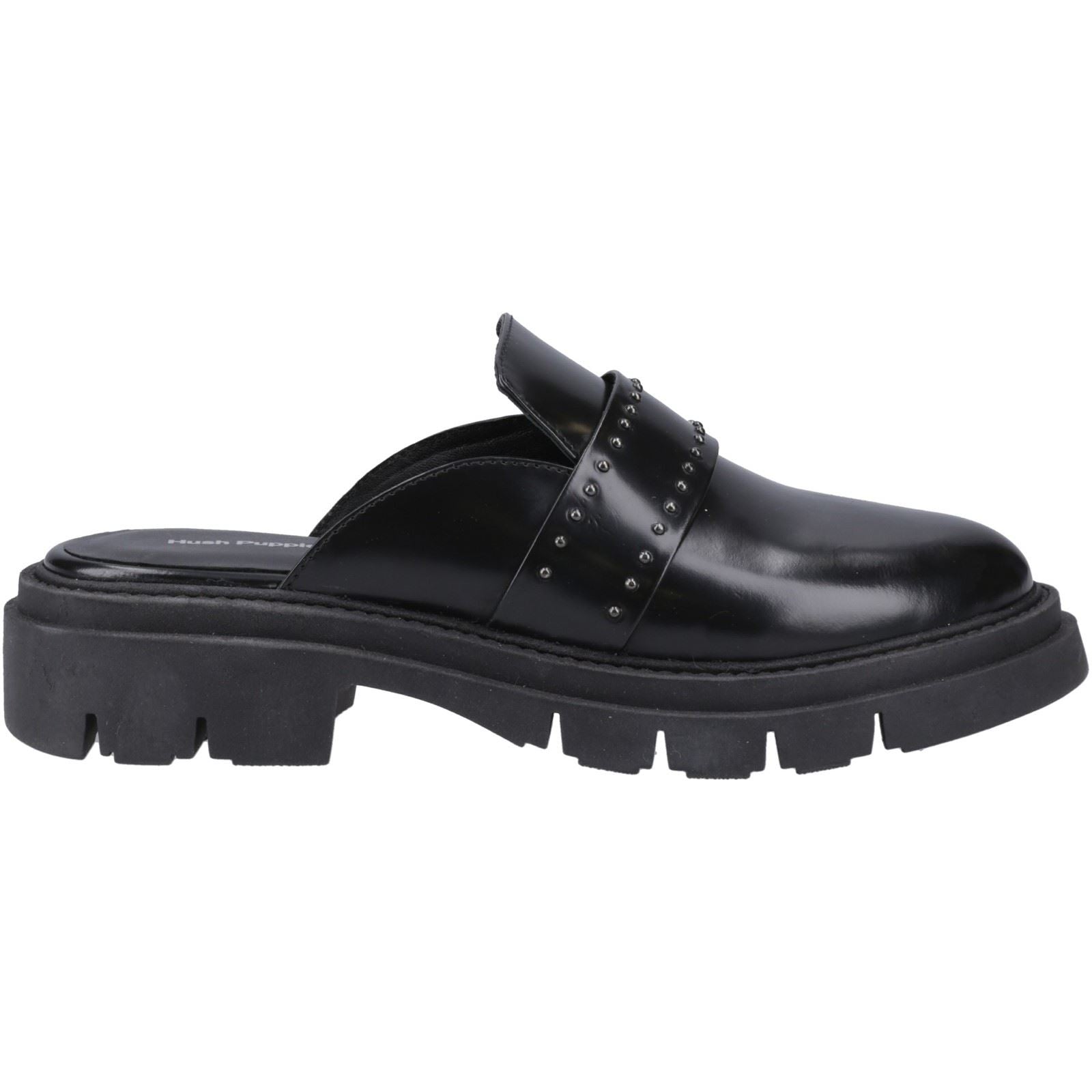 Hush Puppies Nicole Studded Damen Clogs Aus Schwarzem Leder