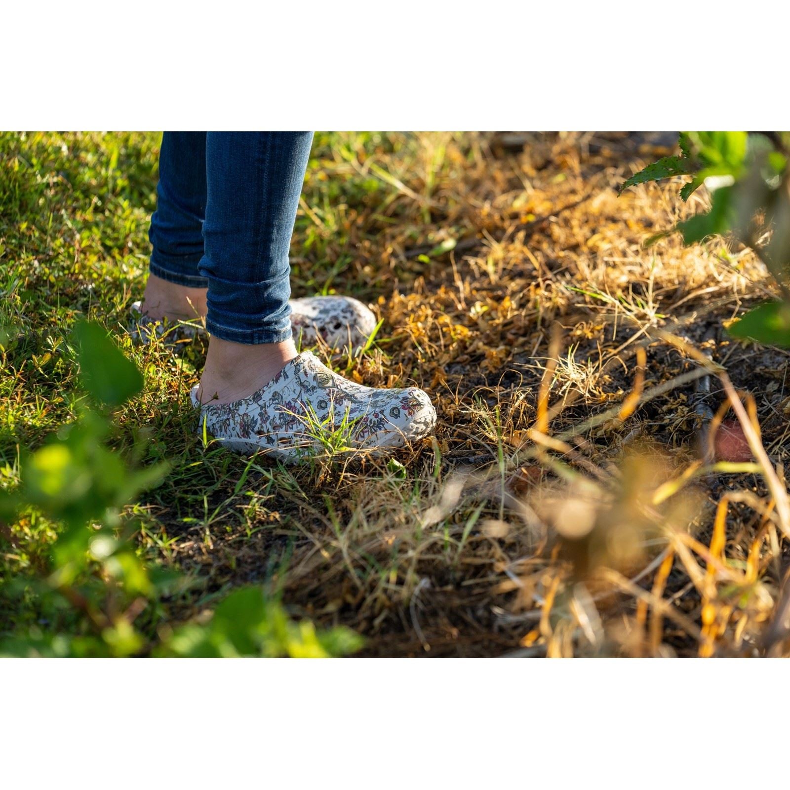 Muck Boots Muckster Lite Hellgraue/Blumendruck Clogs