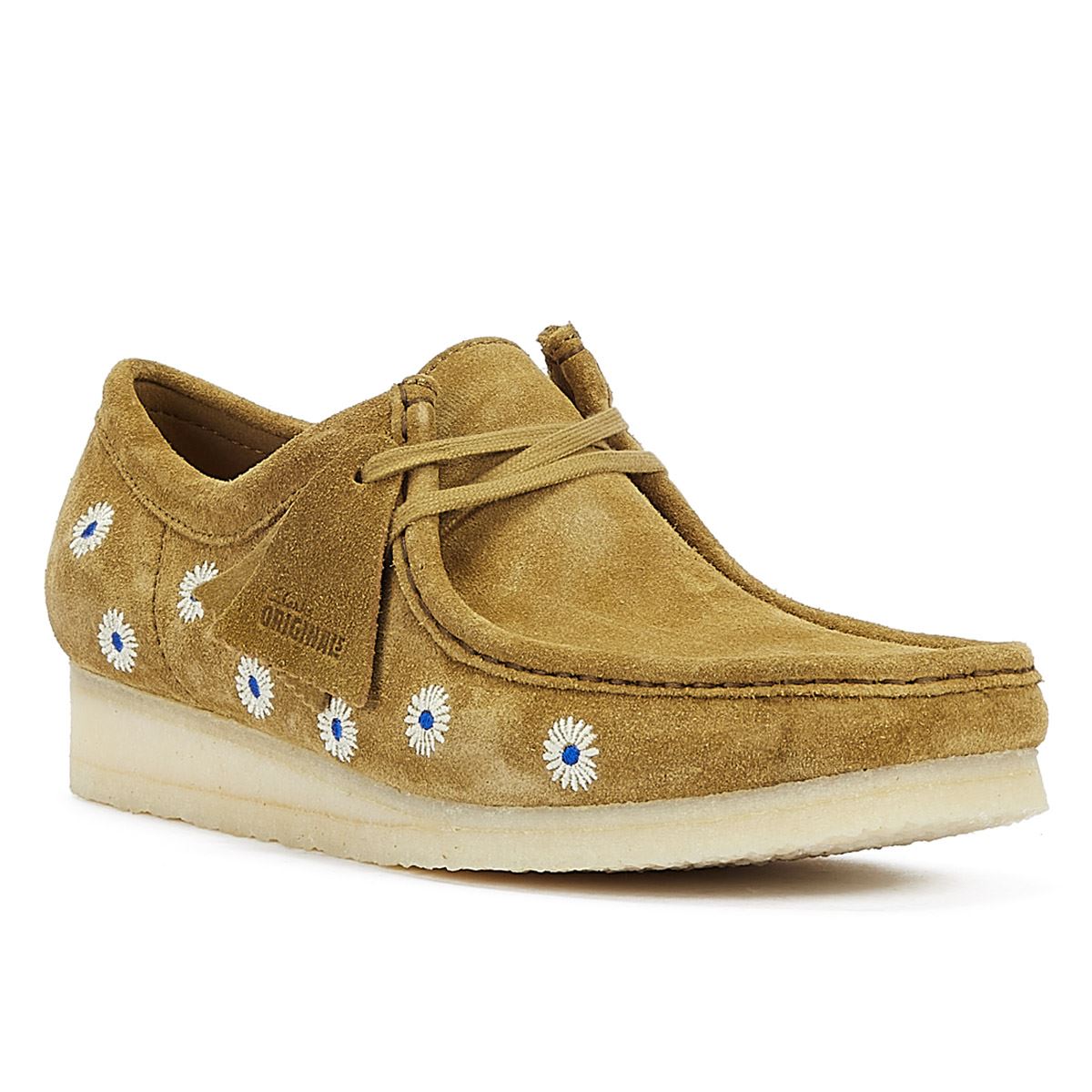 Clarks Originals Wallabee Embroidery Herren Dunkelolive Wildleder Schnürschuhe