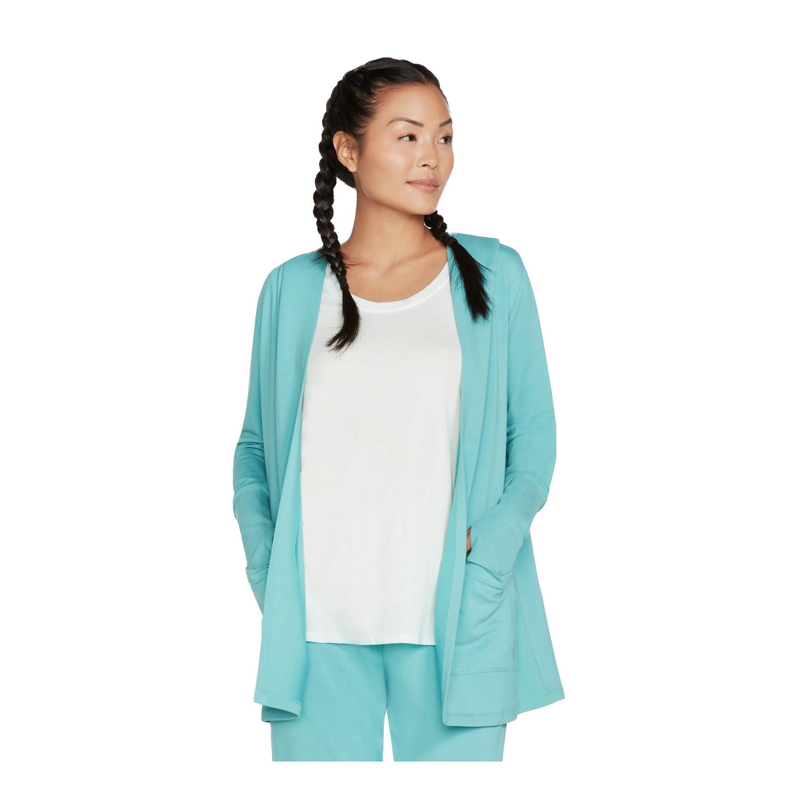 Skechers Performance Everyday Belted Damen Leichte Türkisfarbene Strickjacken