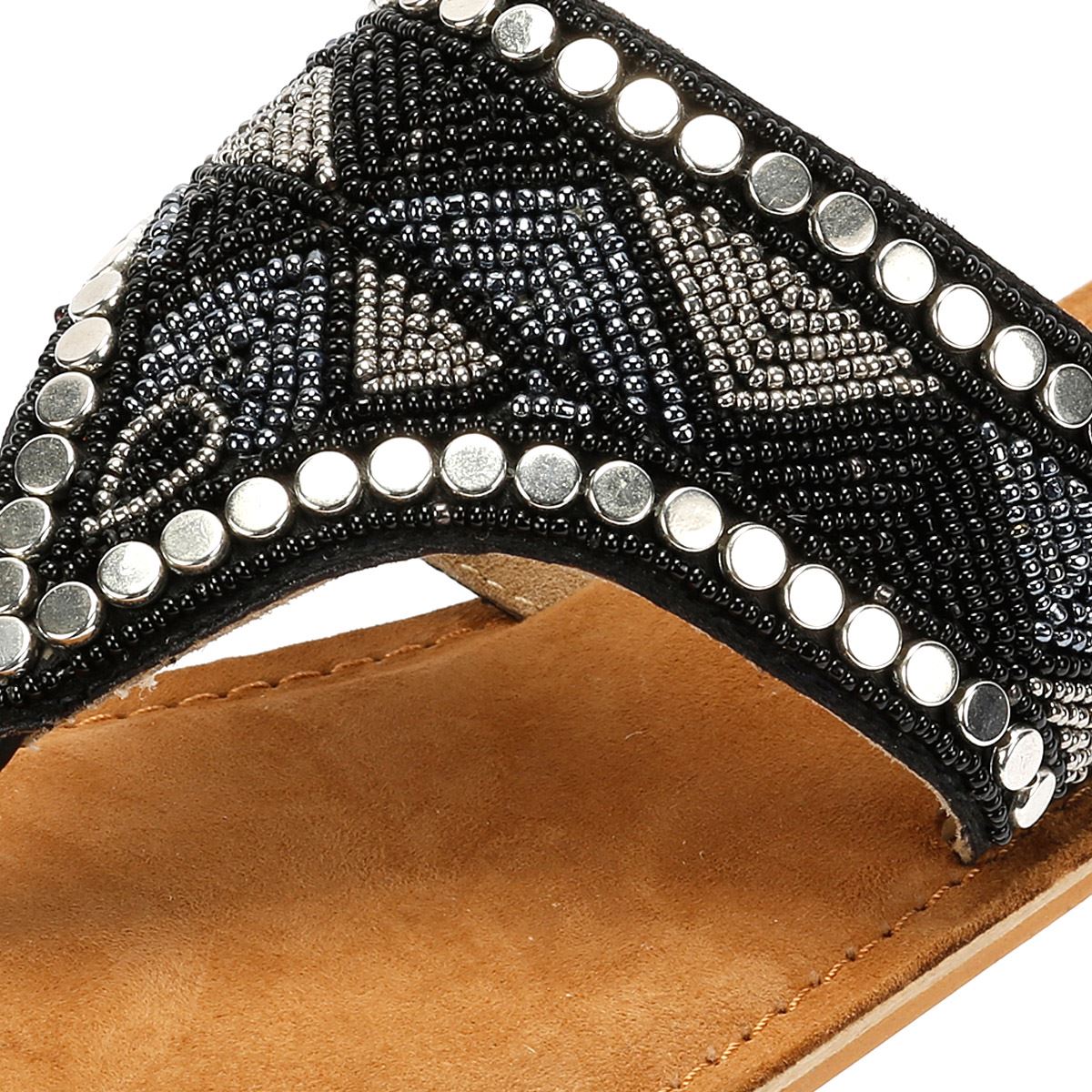 Tower London Wide Vamp Toepost Damen Schwarze Farbe Sandalen