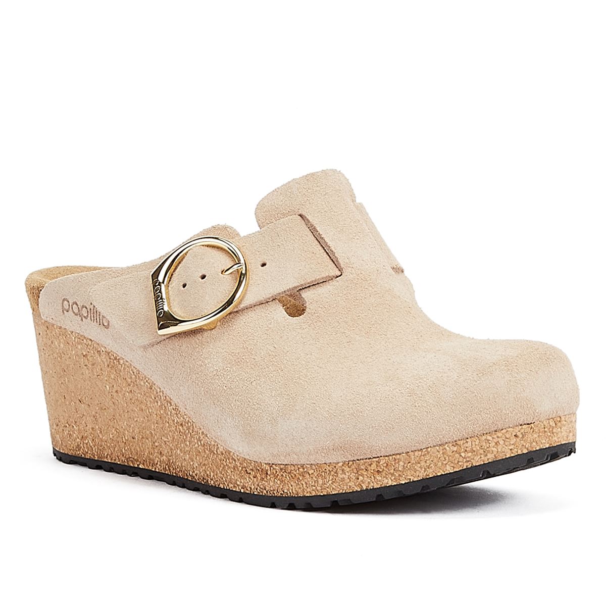 Birkenstock Fanny Ring-Schnallen Wildleder-Warm-Sand Damen-Beige-Wedges