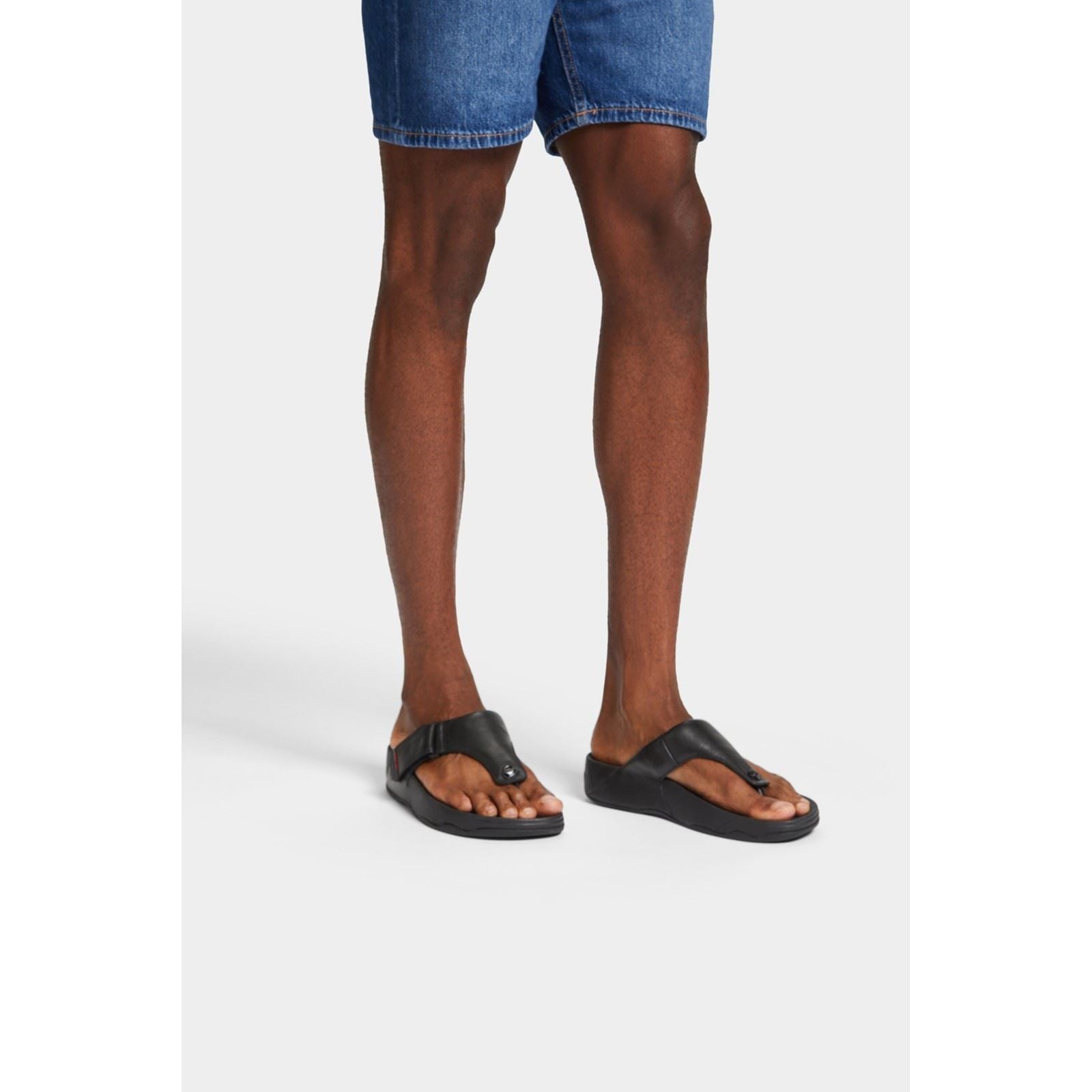Fitflop Trakk II Leder Herren Sandalen Ganz In Schwarz